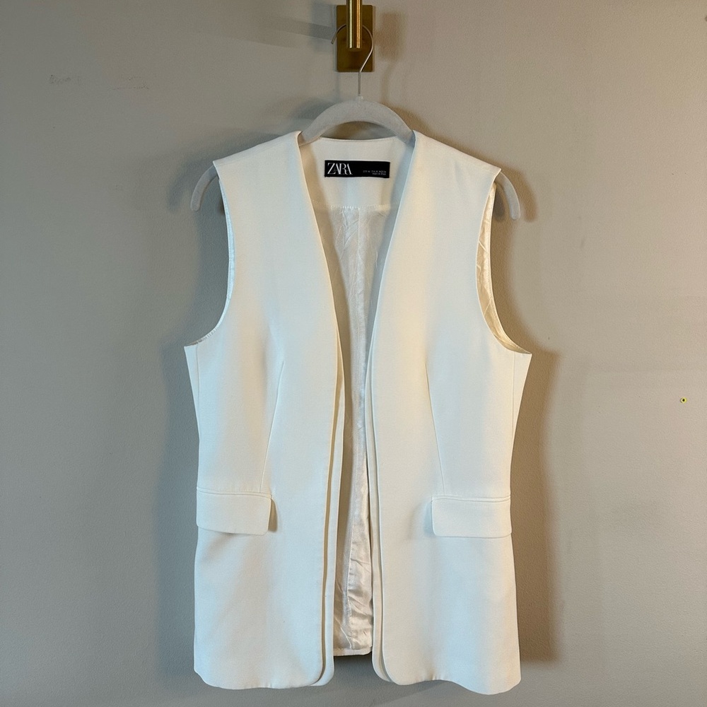 Zara White Sleeveless Blazer